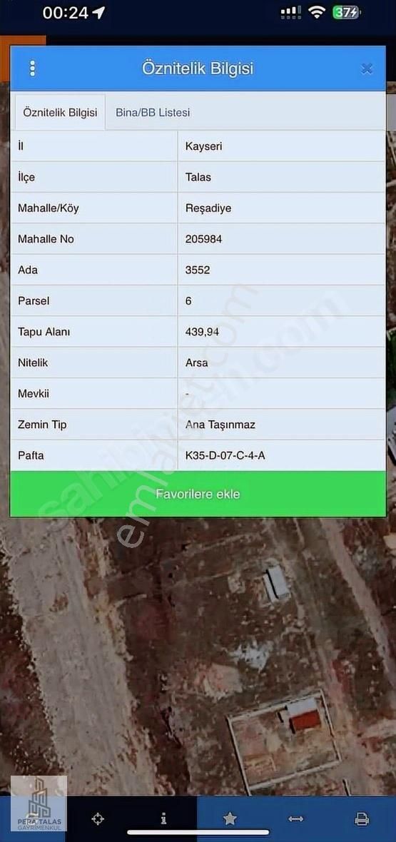 Talas Gülistan Evlerde Satılık 439 M² Villa Parseli