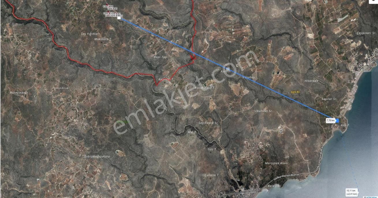 Silifke Hüseyinler’de Yola Sıfır , 7 Tapulu, 18.896 Mt Satılık Zeytinlik Tarla - Görsel 4