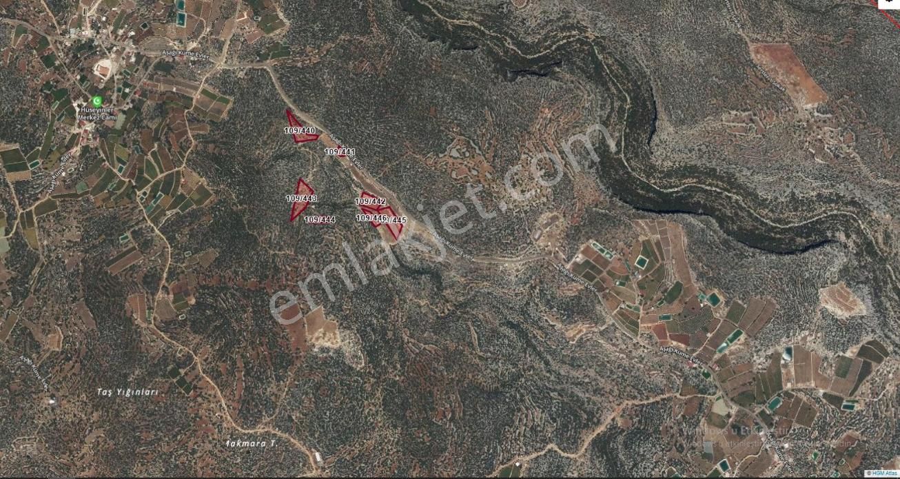 Silifke Hüseyinler’de Yola Sıfır , 7 Tapulu, 18.896 Mt Satılık Zeytinlik Tarla