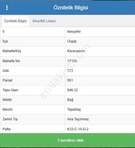 Ürgüp Karacaören Köyünde Satılık Bağ