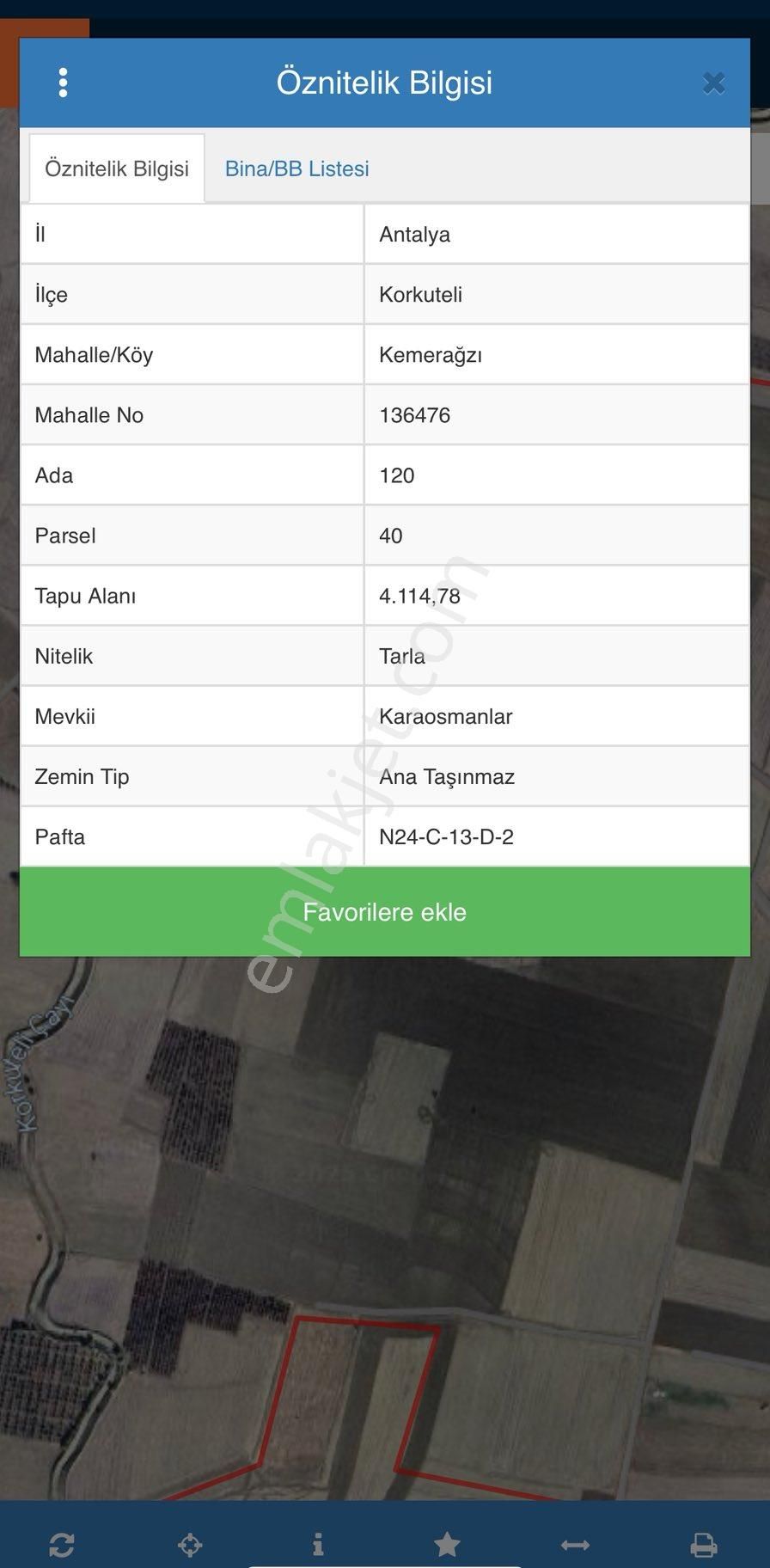 Korkuteli / Kemerağzı 4.114 M2 Satılık Tarla