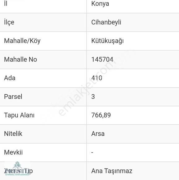 Afyon Prestij Gayrimenkulden Konya Kütükuşağı Satılık Arsa - Görsel 2