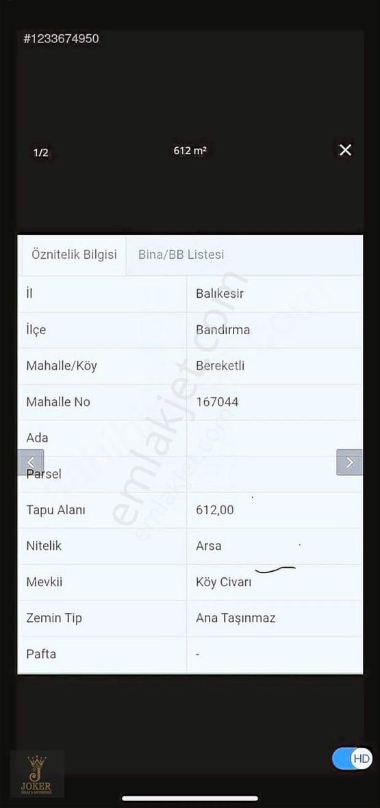 Bereketli Mah Köy İçene Yakın 612 M2 Satılık Arsa