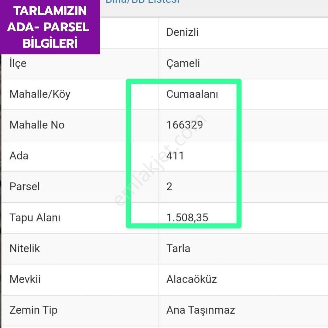 Lobby Fortis'ten Çameli Cumaalanı'nda 1508 M² Olan Tarlamız Satılıktır. - Görsel 7