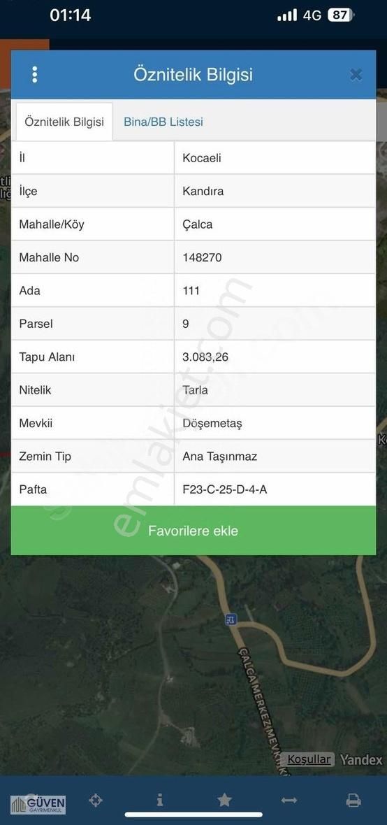 Kandıra Çalcada Ana Yol Üzeri 3083 M2 Ky İçi Arsa