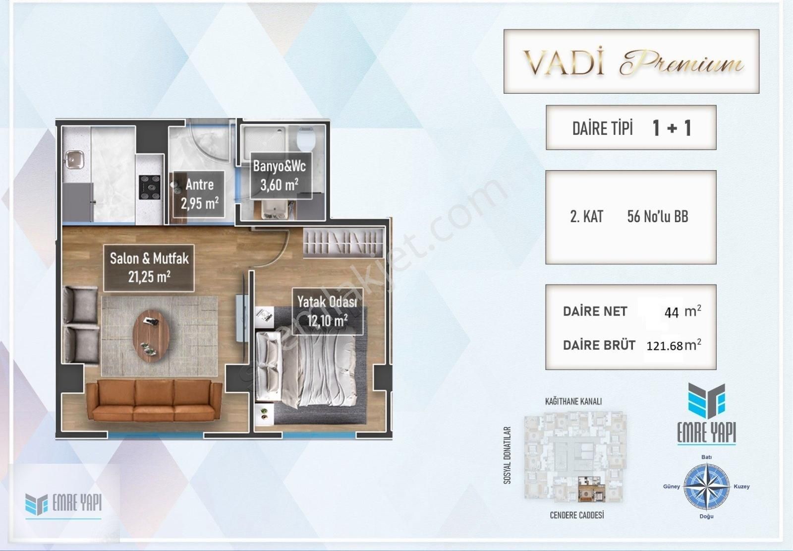 Vadi Premium Projesi 1+1 122m2 Satılık Daire
