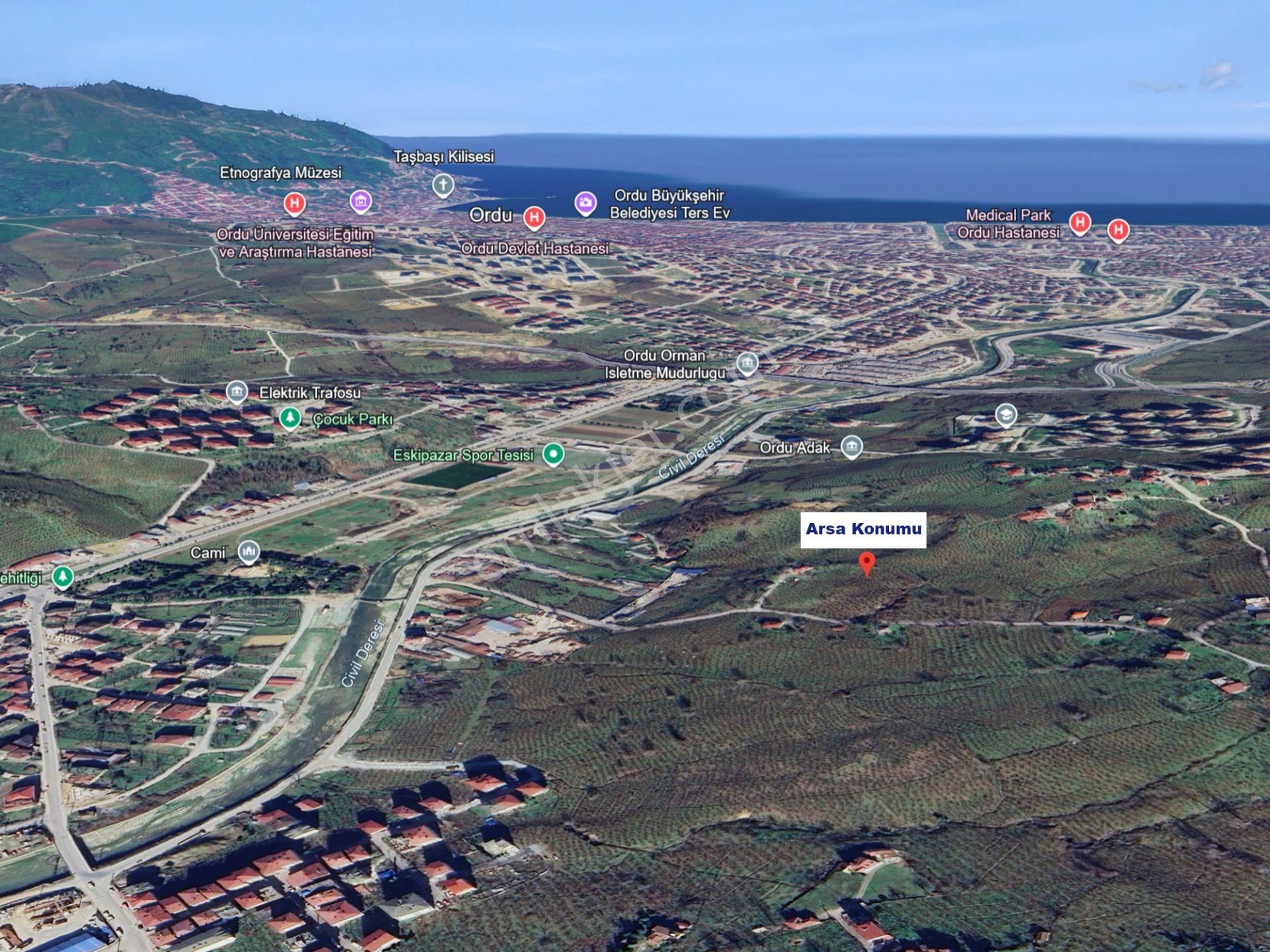 Orduda Değerli Lokasyon 1.086 M² İmarlı Konut Arsası