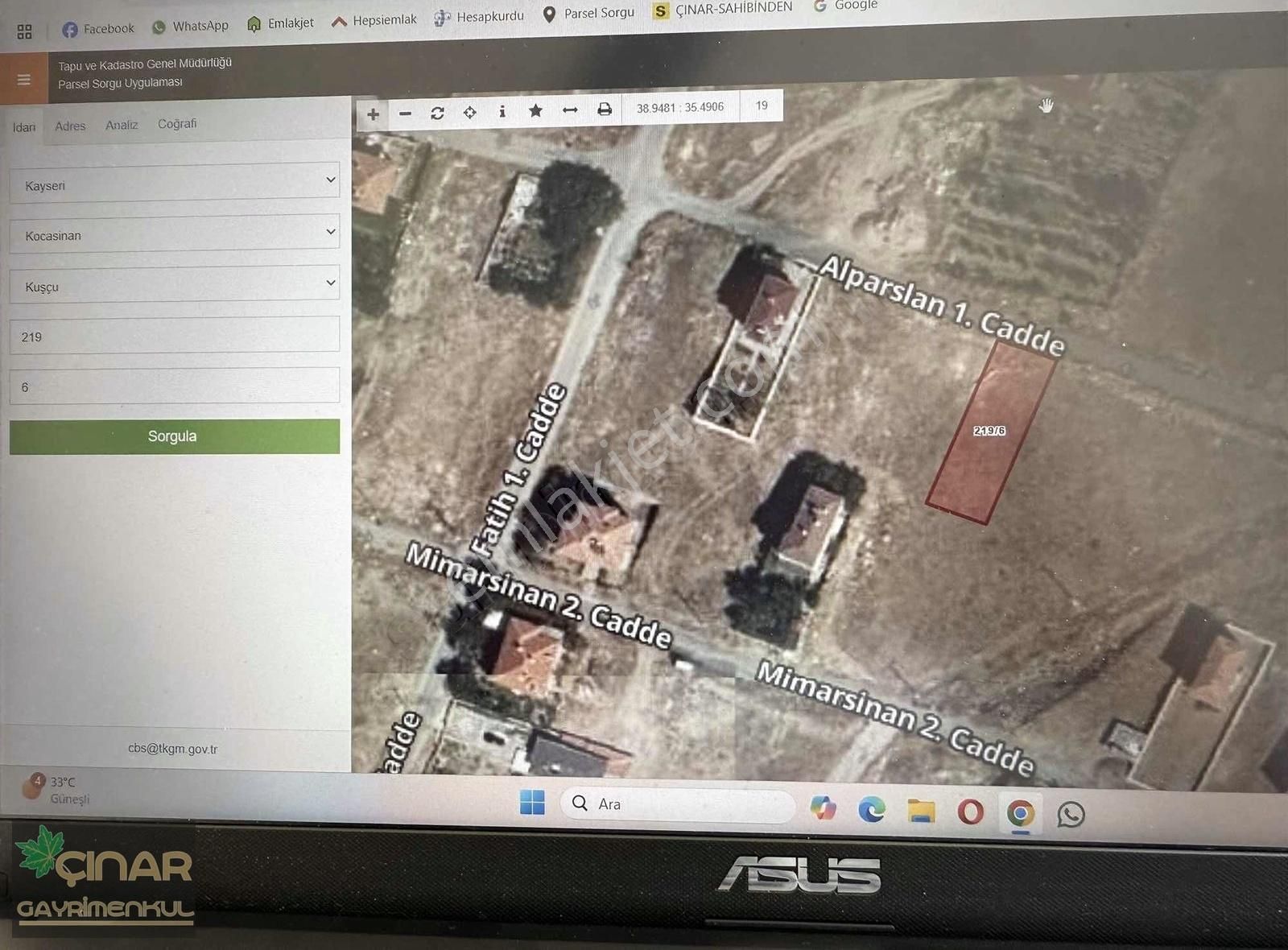 Kocasinan Kuşçuda Kaçmaz Villa Parseli