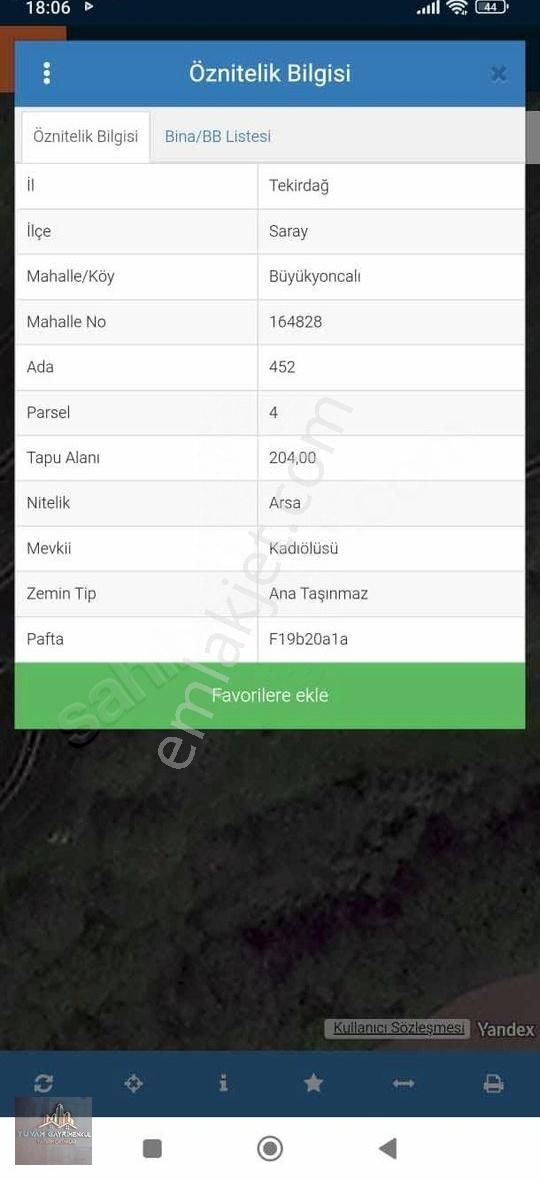Tekirdağ Saray Büyükyoncalı'da İmarlı Satılık Arsa Acil!!!