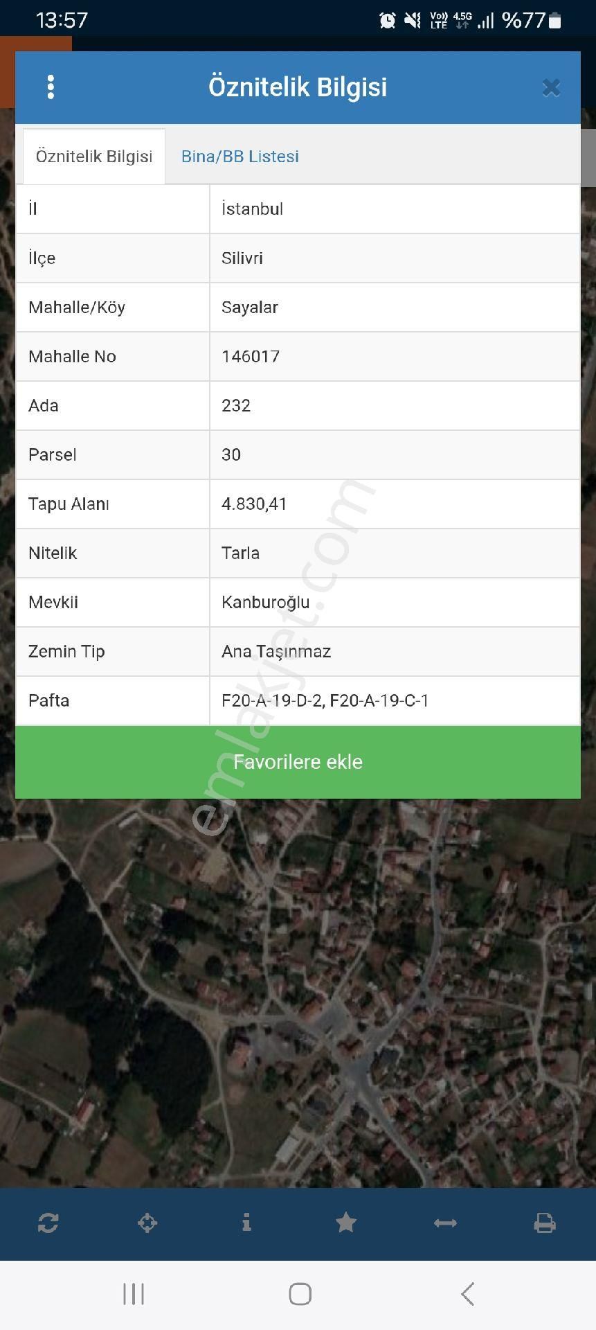 Silivri Sayalar Köyünde Tek Tapu Tarla