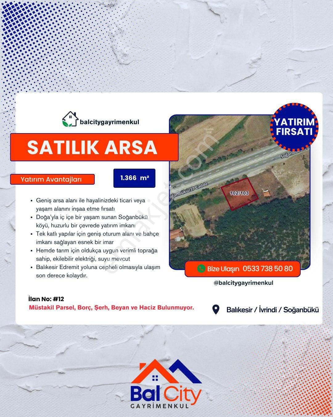 Balıkesir İvrindi Şehirler Arası Otoyola Cepheli Sahil Plajlarına 30 Dk 1.366 M2 Arsa Vasfında Arazi