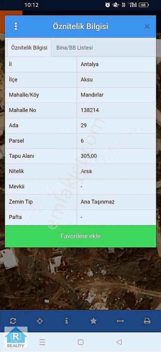 Reality Emlak'tan Antalya Aksu Mandırlar'da Satılık Arsa