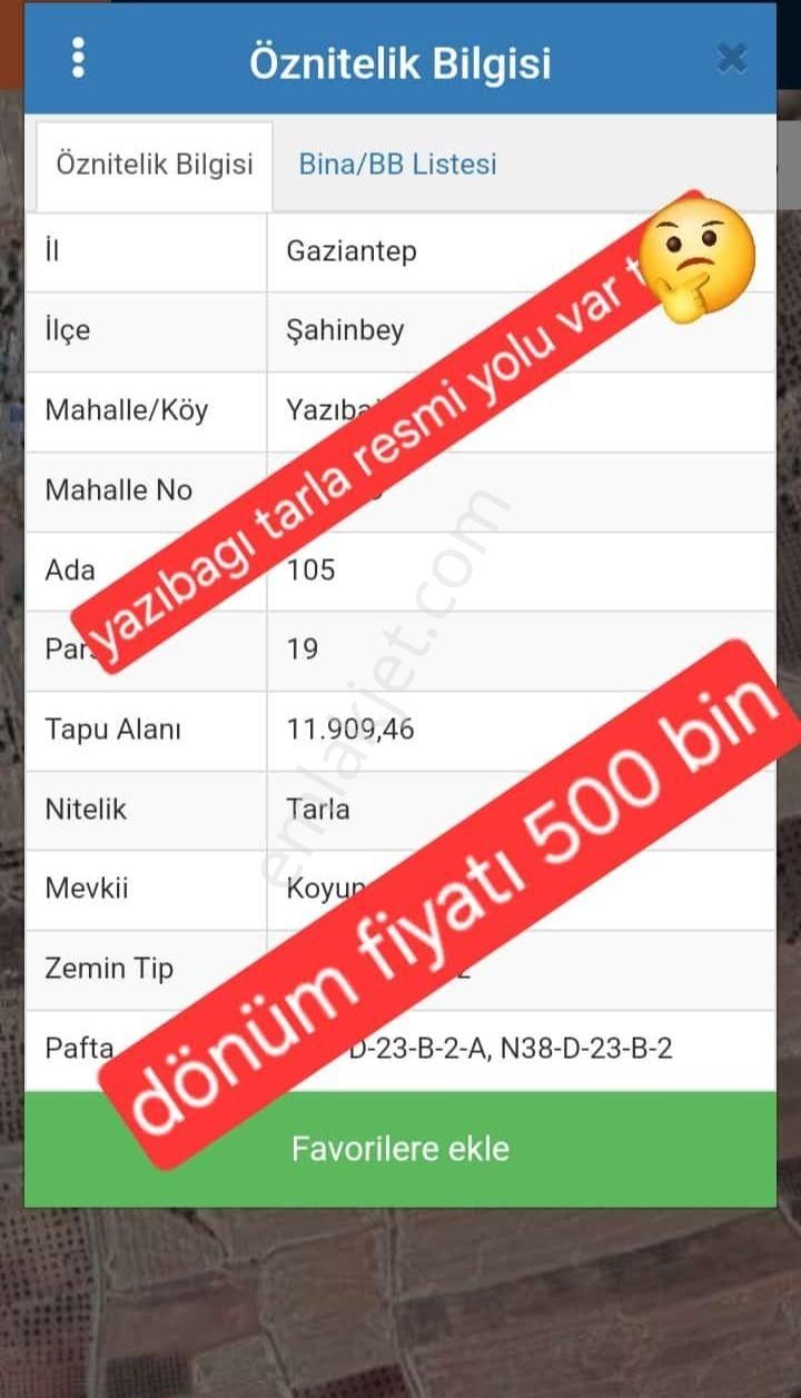 Şenay Gayrimenkul'den Yazıbağı'nda Satılık Tarla