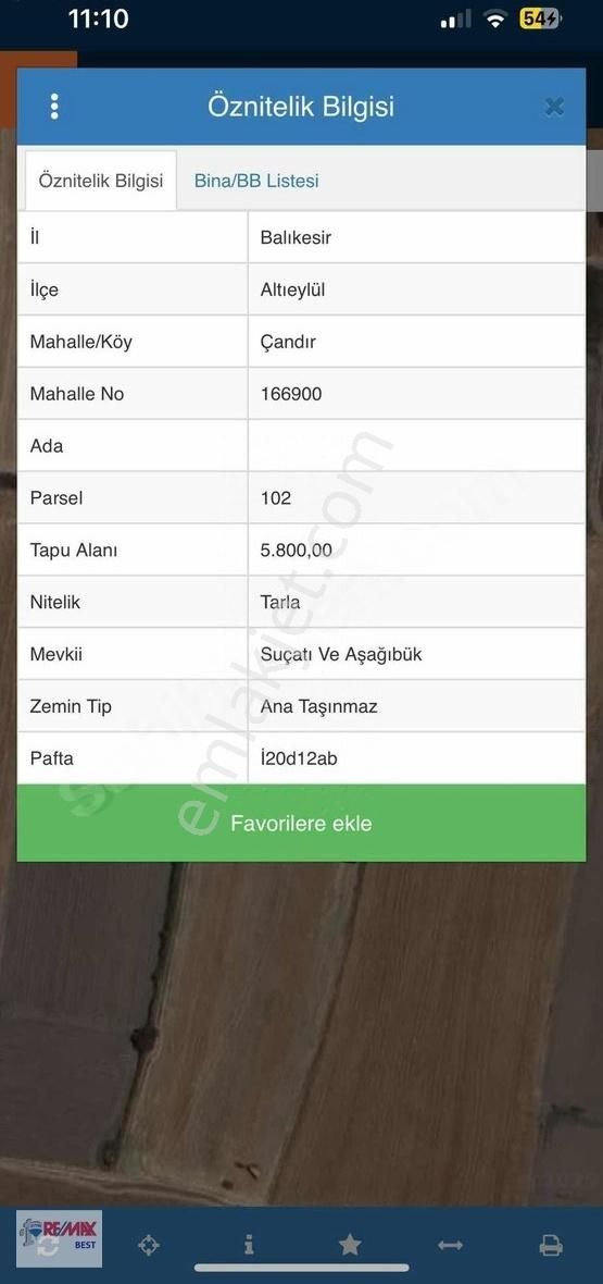 Balıkesir 6 Eylül Mahallesi Çandır Mevkii Satılık Tarla