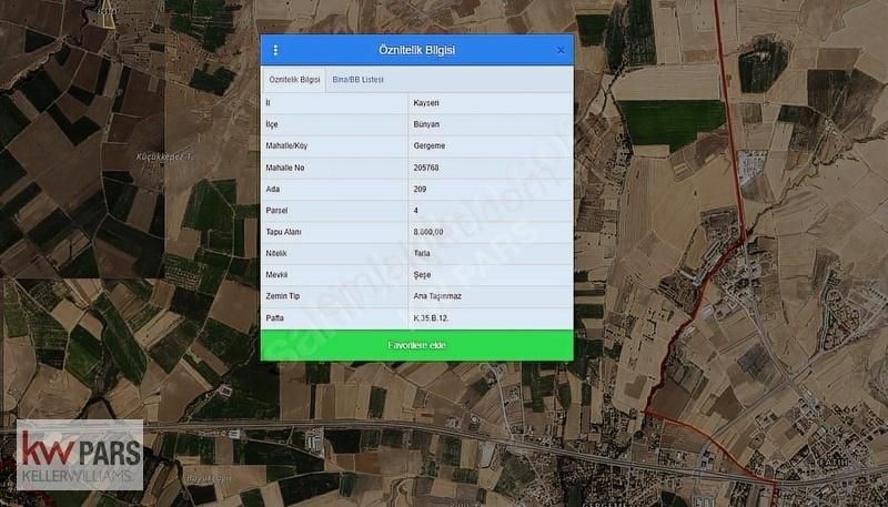 Kw/pars'tan Bünyan Gergeme'de Çiflik İçin Uygun Tarla