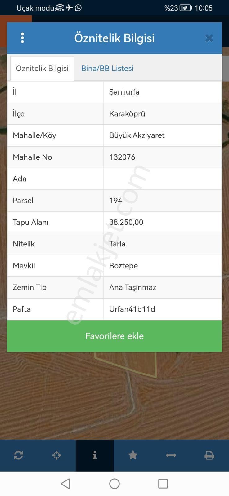 Akziyarette Satılık Tarla