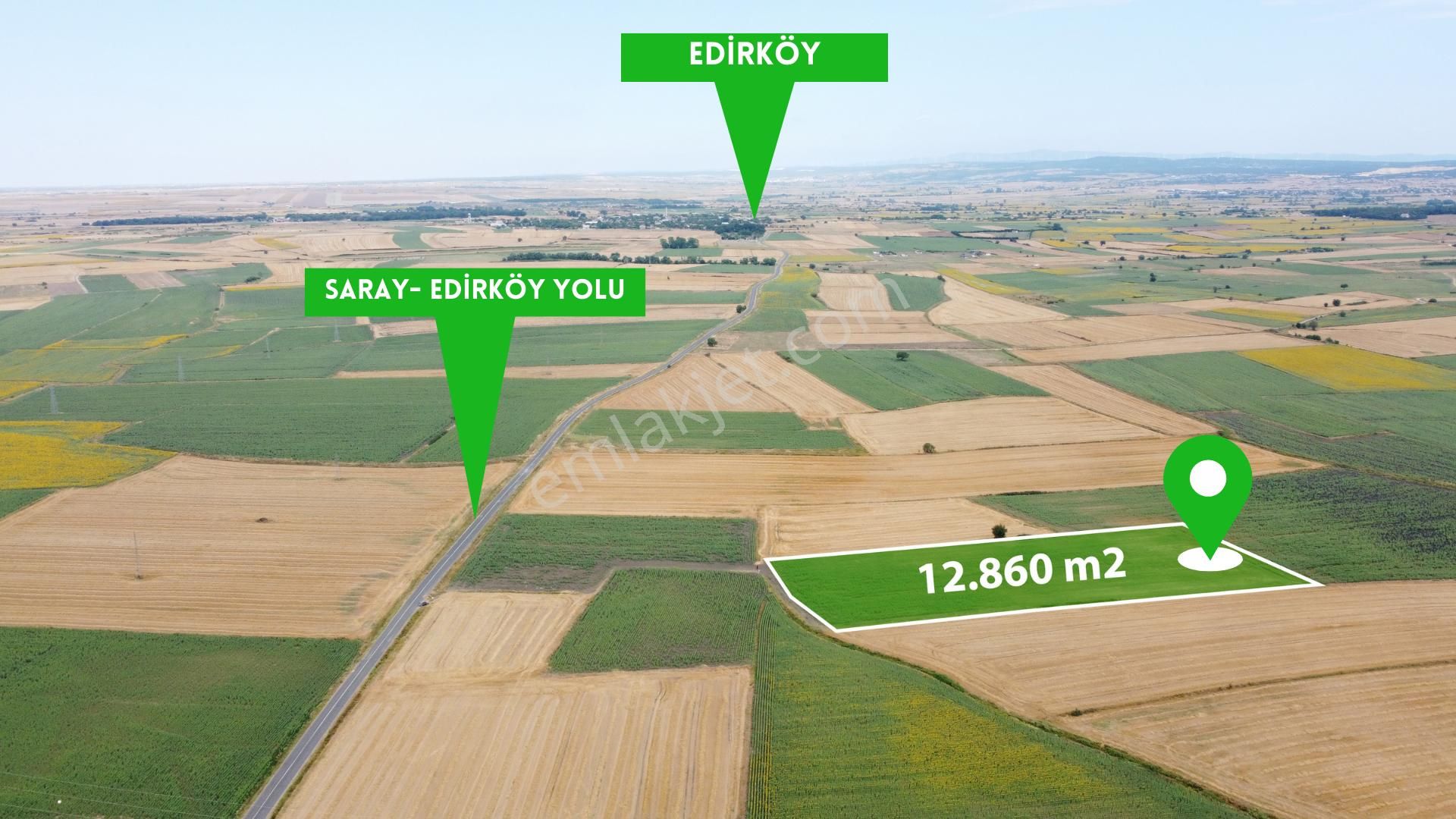 Tekirdağ Saray Edirköy Mahallesi Satılık 12.860 M2 Verimli Tarla..!!