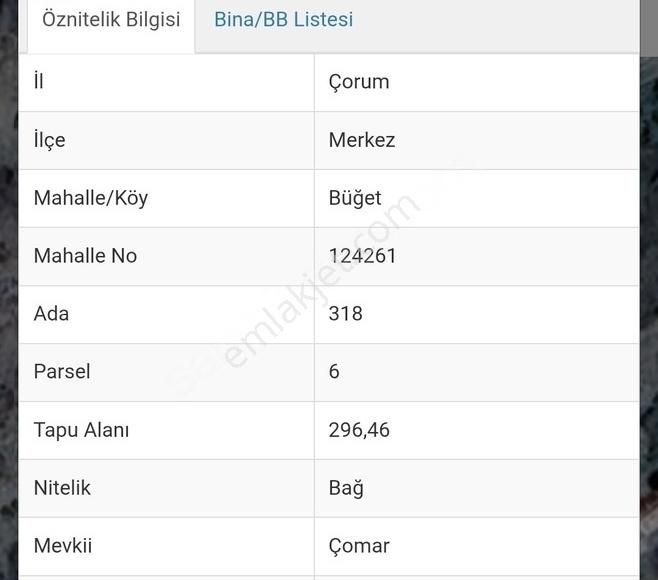 Çomar Barajı Civarı Tek Tapu