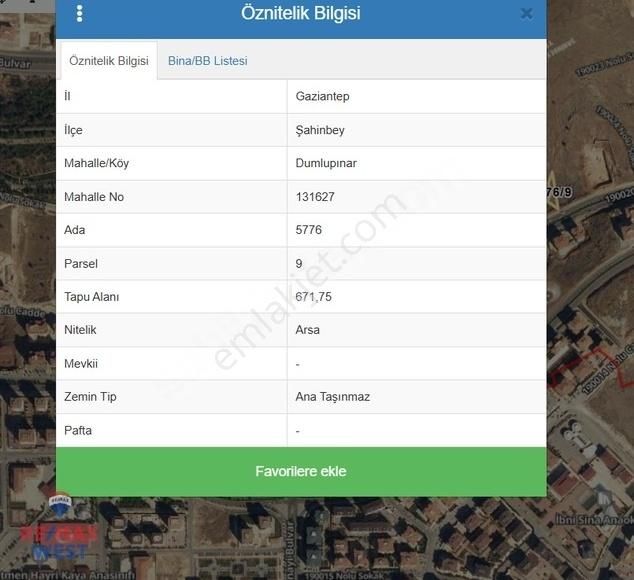 Gazıantep Şahınbey Dumlupınar Mahallesınde İmarlı Satılık Arsa