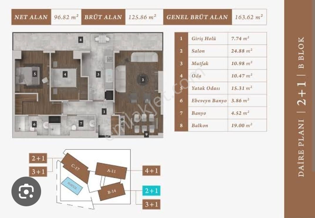 Ekmas Mavişehir/satılık 12.kat.park Manzaralı Satılık 2+1 Daire