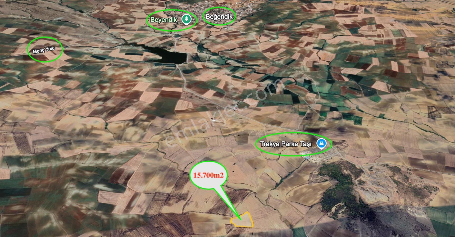 Edirne Keşan Beğendik Köyü 15.700m2 Satılık Tarla