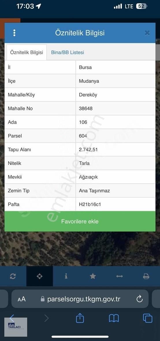 Mudanya Dereköy'de 2742m2 Tarla - Görsel 2