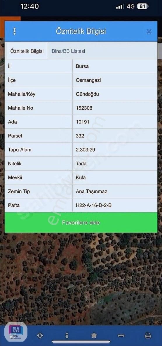 Dialog Söz'den Bursa Gündoğdu'da Yatırıma Uygun Satılık Tarla