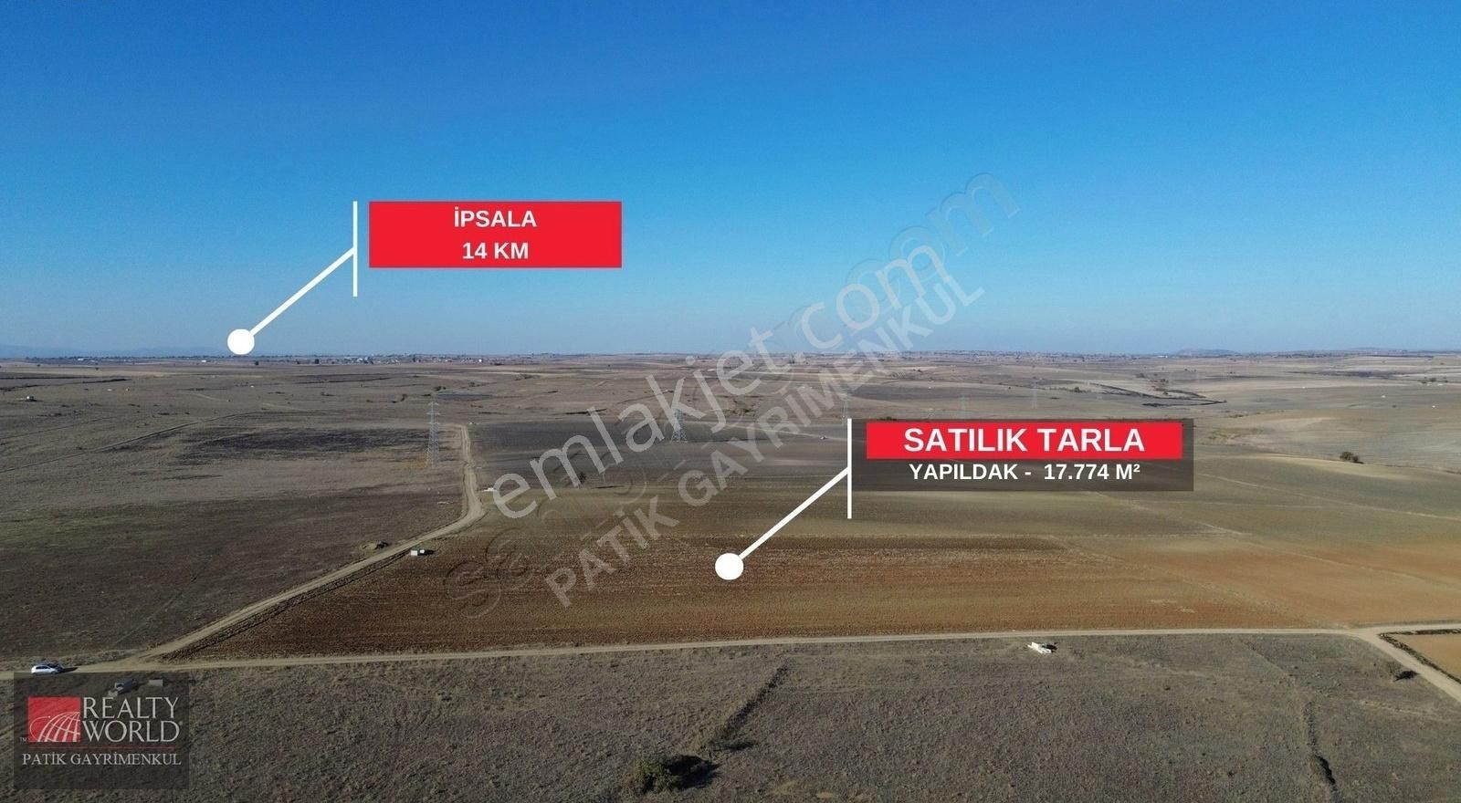 İpsala Yapıldak'ta Meraların İçinde Satılık 17,774m2 Arazi