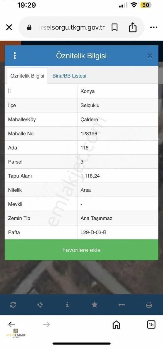 Konya Çaldere'de İmarlı Arsa