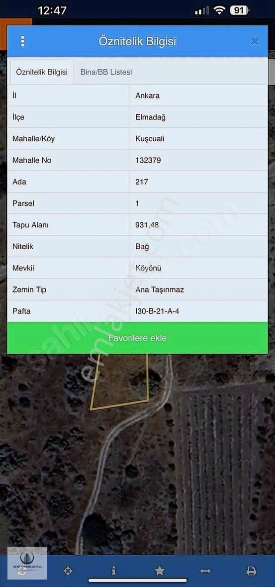 ▄*seyit Gayrimenkul*▄elmadağ Kuşcuali Mevkii Tek Tapu 931m² Arsa