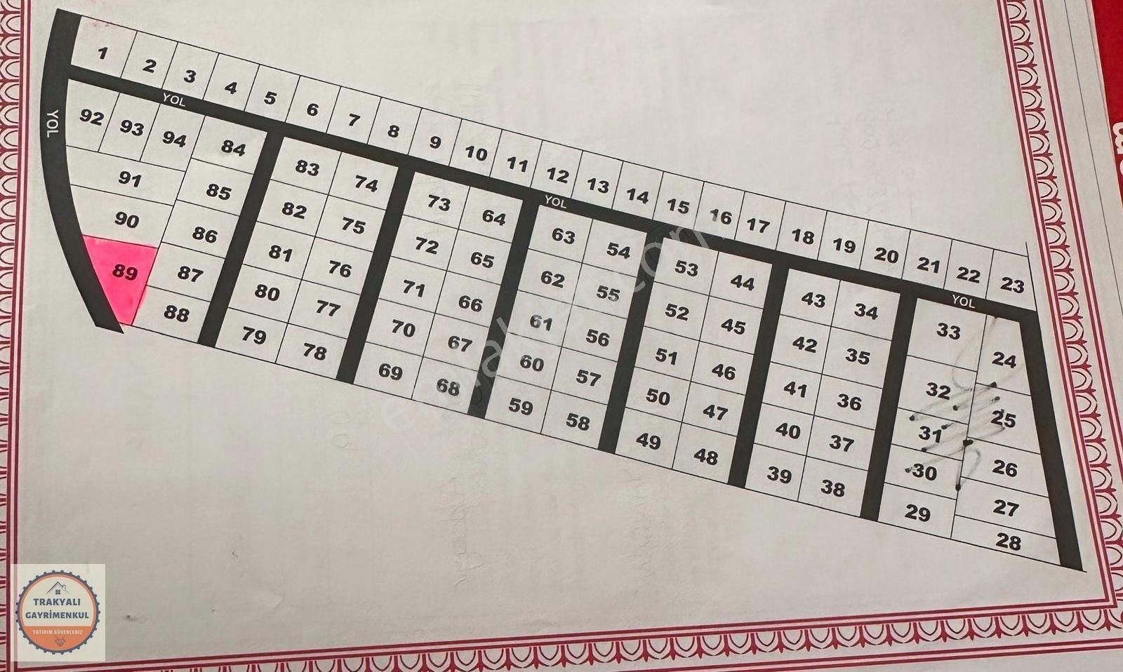 Tekirdağ Kapaklı Uzunhacı Köyü Çap Muafakatnameli Yola Cephe