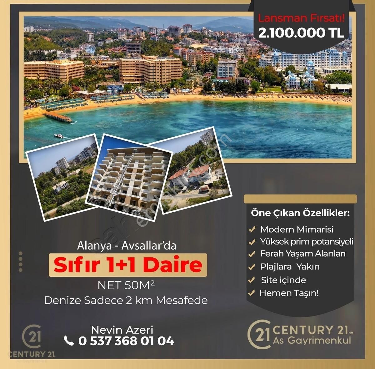 Alanya- Avsallar'da 1+1 Sıfır Daireler- Lansman Fırsatı