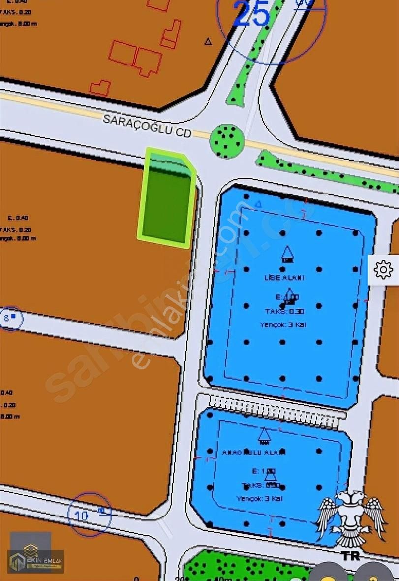 Erler'de Saraçoğlu Caddesi Cepheli Satılık 3000 M2 Ticari Arsa