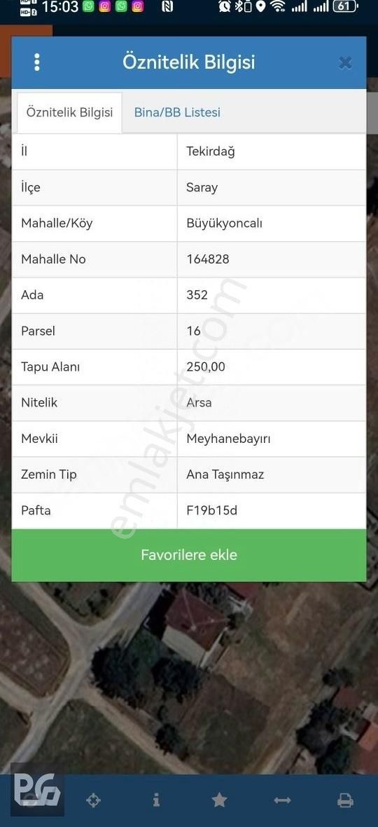 Pişkinoğlun'dan Tekirdağ Saray Büyük Yoncalı 250 M² Arsa