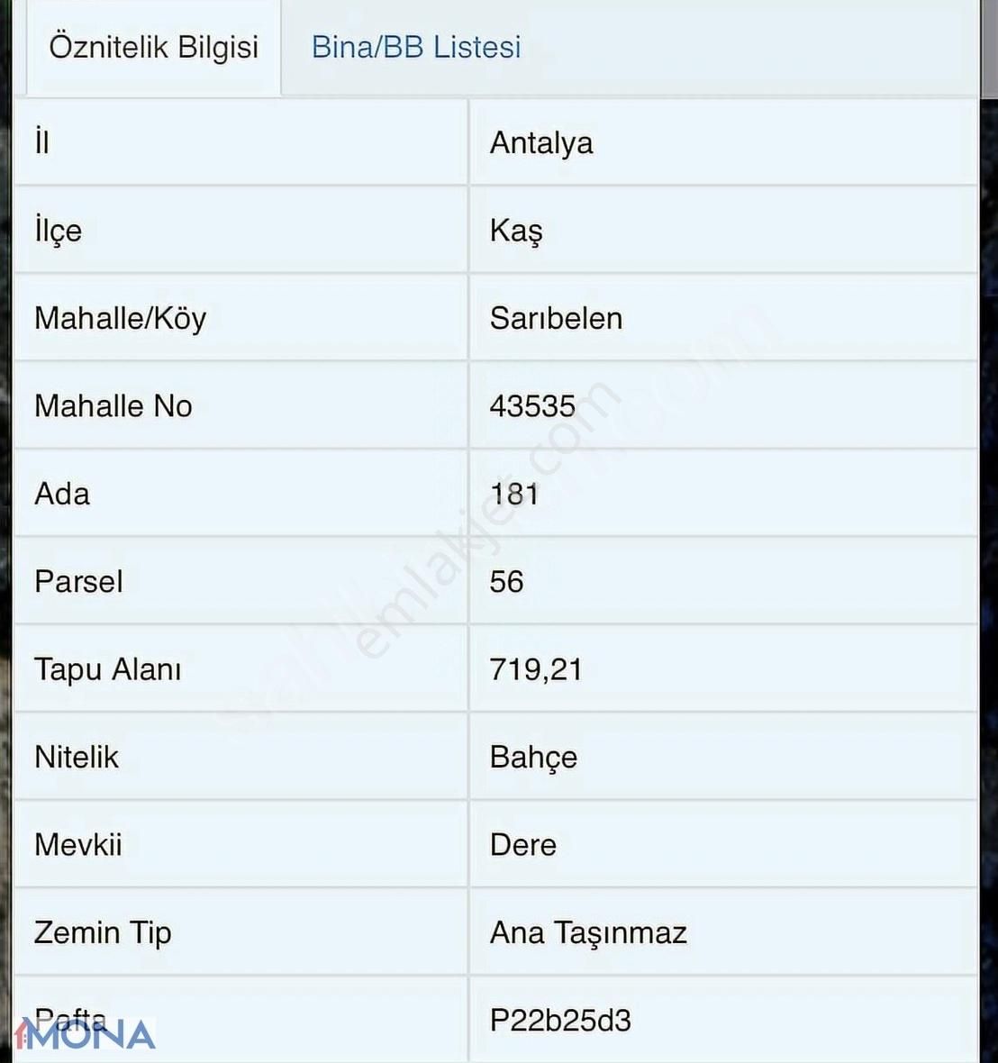 Kaş Sarıbelenede 719 M2 Mustakil Bahçe Denize 3 Km