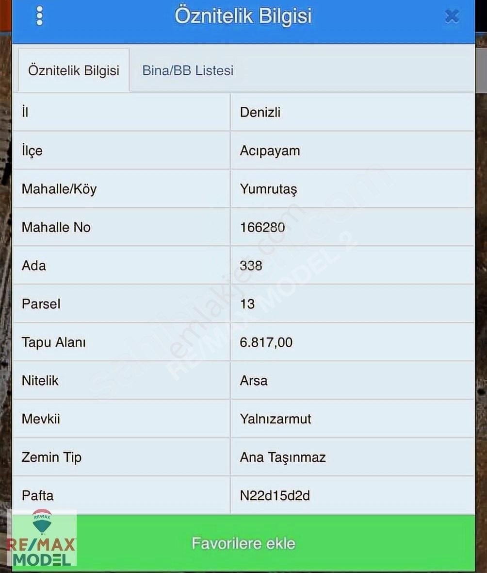 Acıpayam Yumrutaş'ta 6817m2 Emsal 0,50 Satılık Ticari Arsa