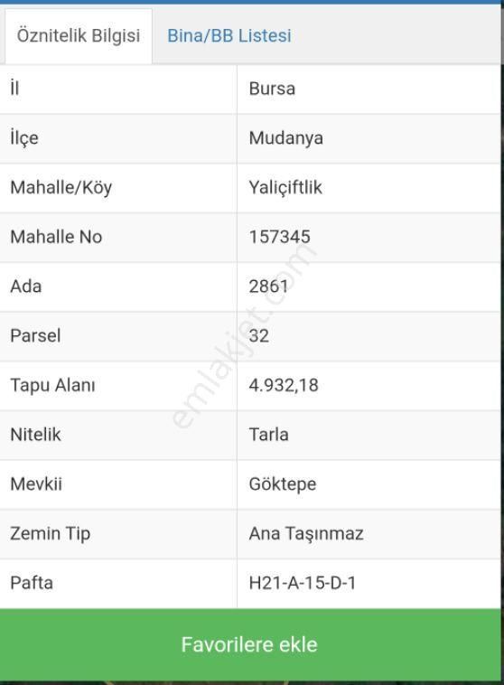 Mudanya Yalıçiftlikte Satılık Tarla 4932mt2 Full Deniz Manzaralı