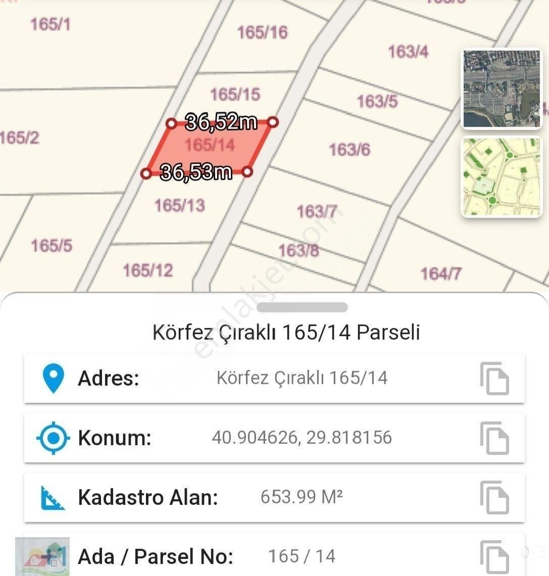 Körfez Çıraklı Mahallesinde 654 M2 Satılık Müstakil Parsel