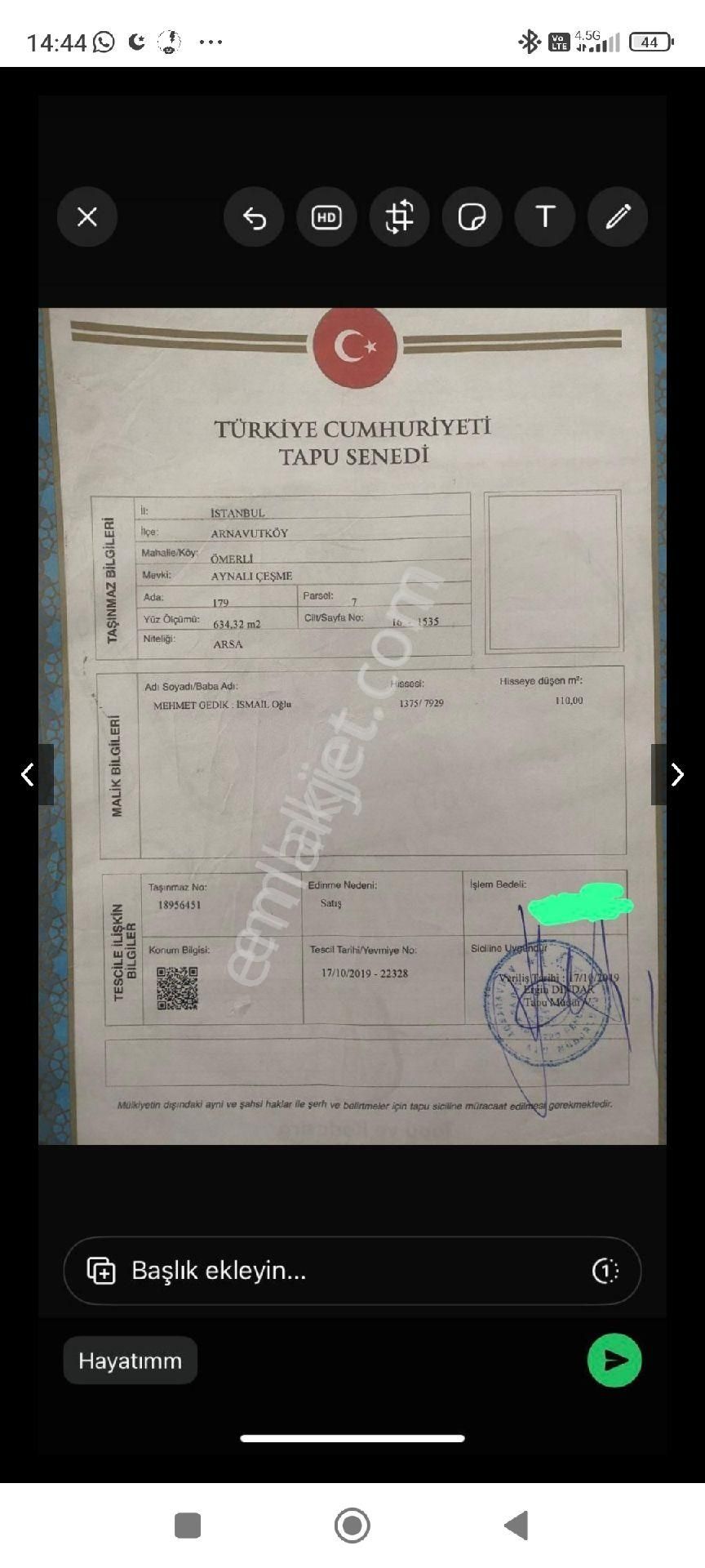 İstanbul Arnavutköy Ömerli Mahallesi 110 M2 Hissem Satılıktır - Görsel 6