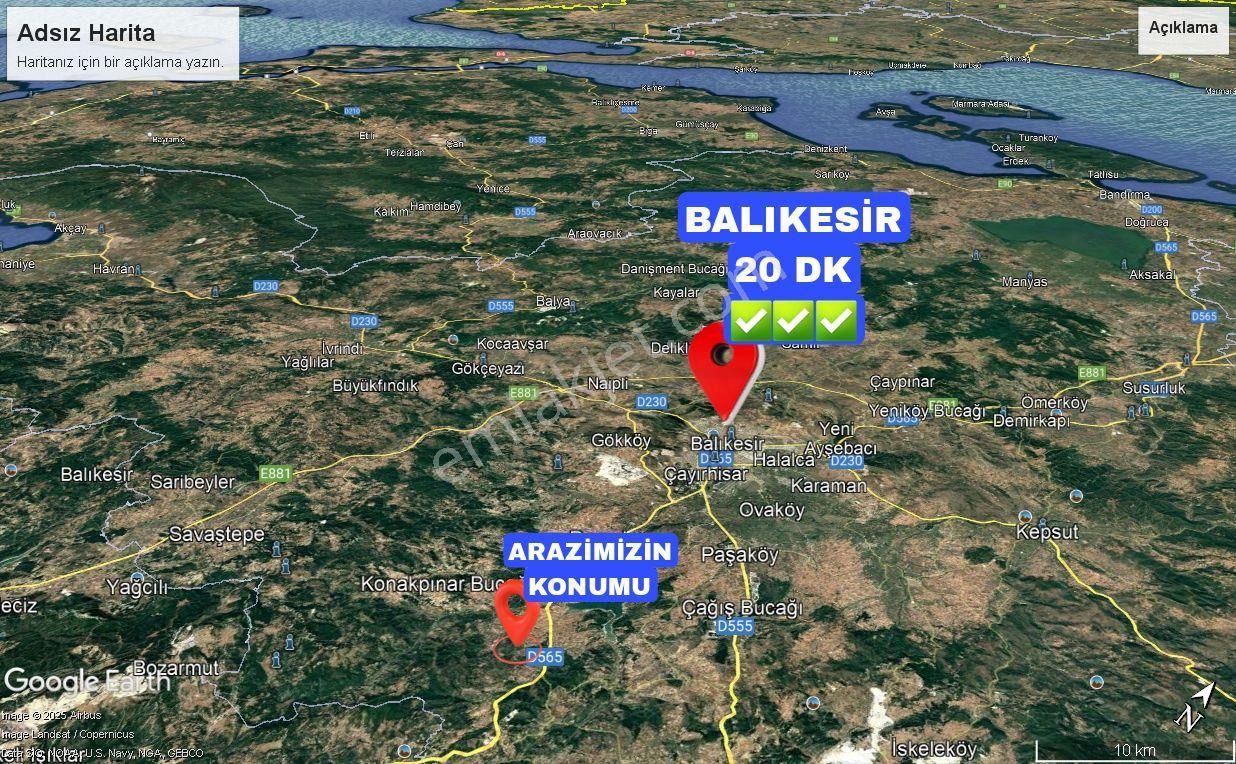 Resmi Yola Cephe Köye Yürüme Mesafesinde Balıkesir Altıeylül Dedeburnu Köyünde 855 M2 Hobi Bahçesi