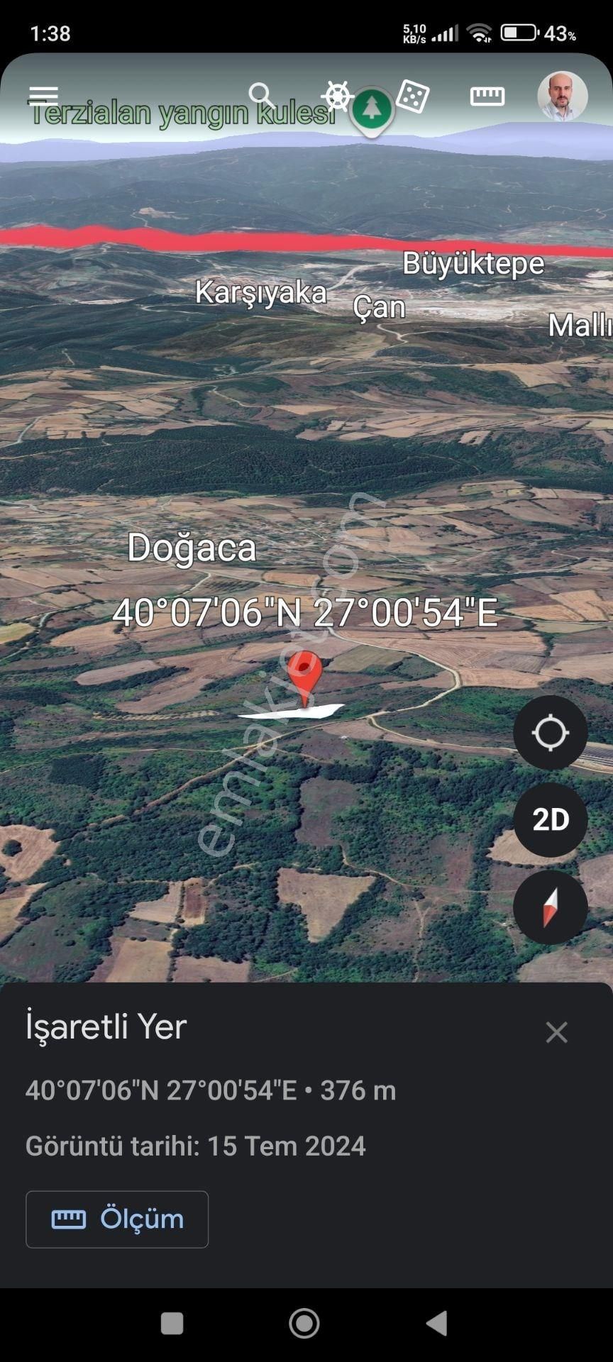 Doğaca Köyü 7000 M2 Yatırımlık Tarla Çan Çanakkale - Görsel 12