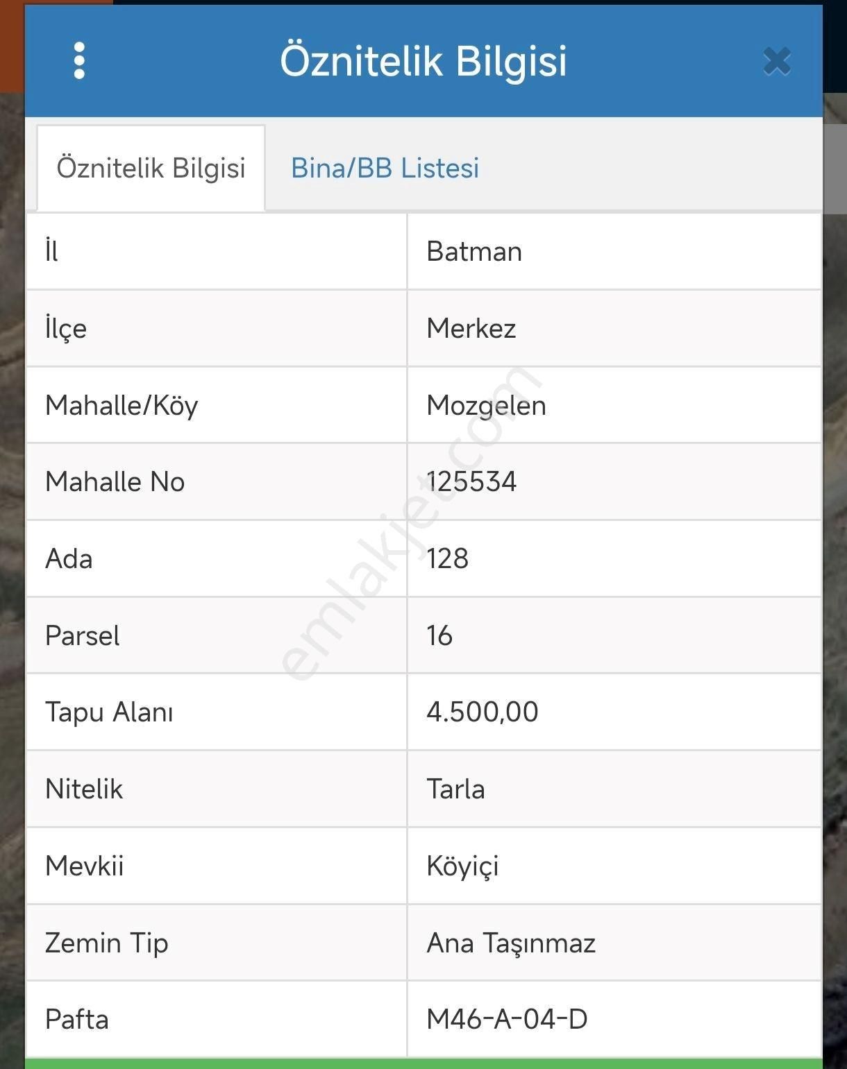 Emlak 72 Den Mozgelen Köyünde Satılık Müstakil Tarla