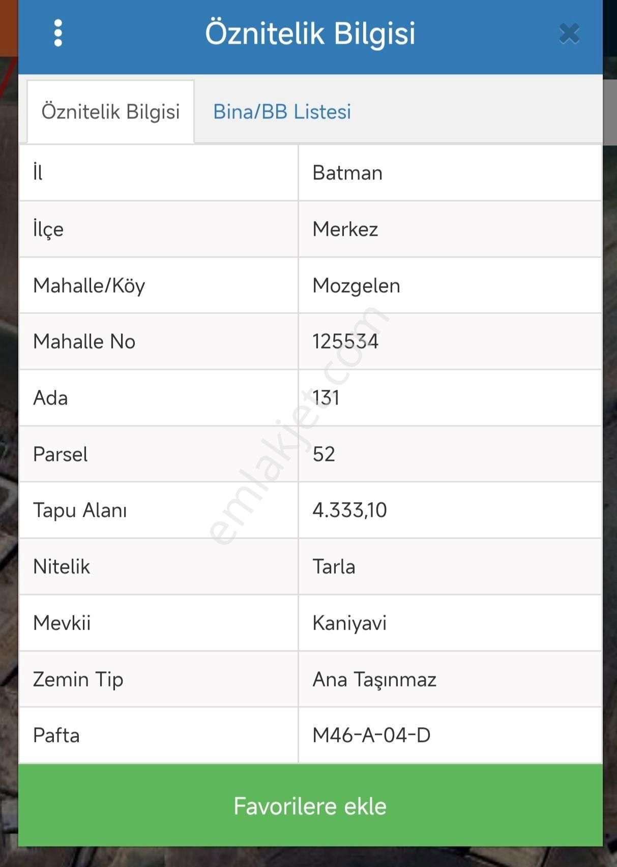 Emlak 72 Den Mozgelen Köyünde Satılık Müstakil Tarla