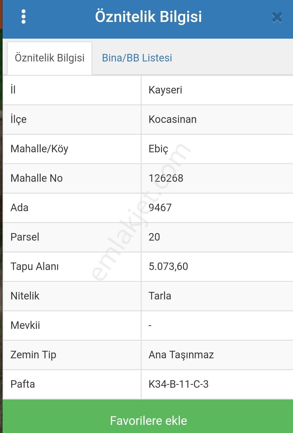Kocasinan Ebiç'te Satılık Sulu Tarla