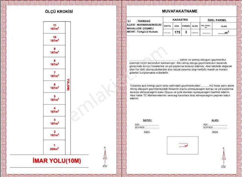 Tekirdağ Marmaraereğlisi Çeşmelide Çaplı Muvafakatnameli 200 M2 Hobi Bahçesi Konteynır Koyulabilir
