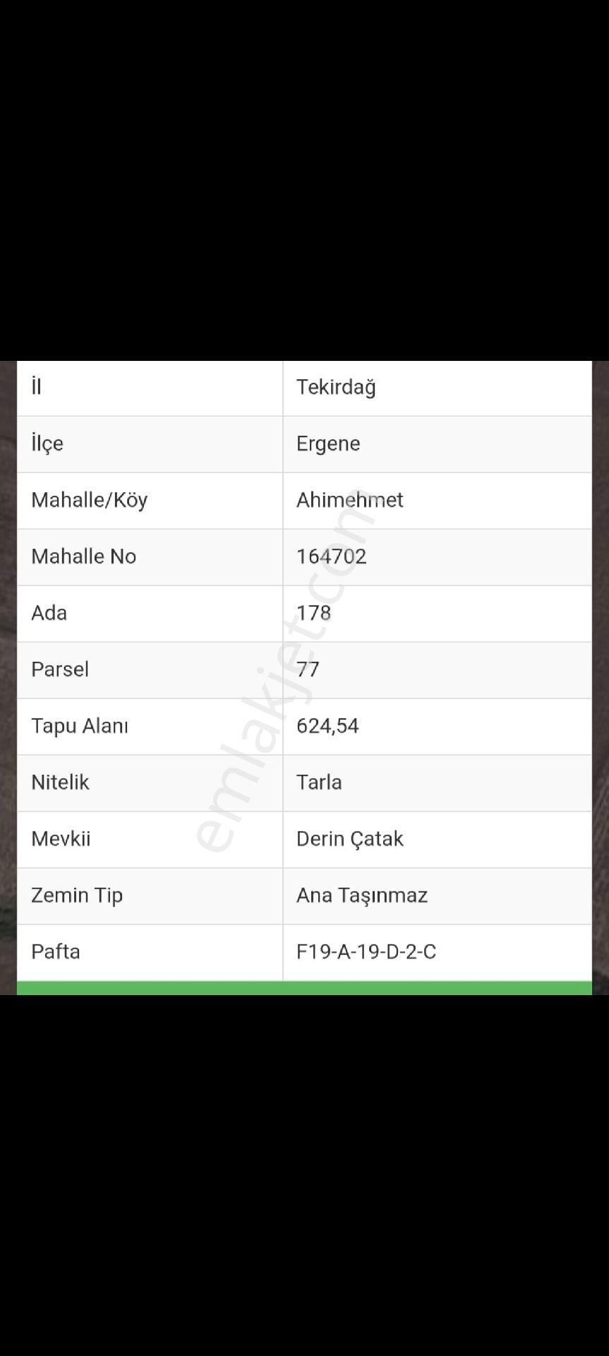 Dalkırandan Tekirdağ Ergene Ahimehmet 178/77 Satılık 624 M2 Tarla