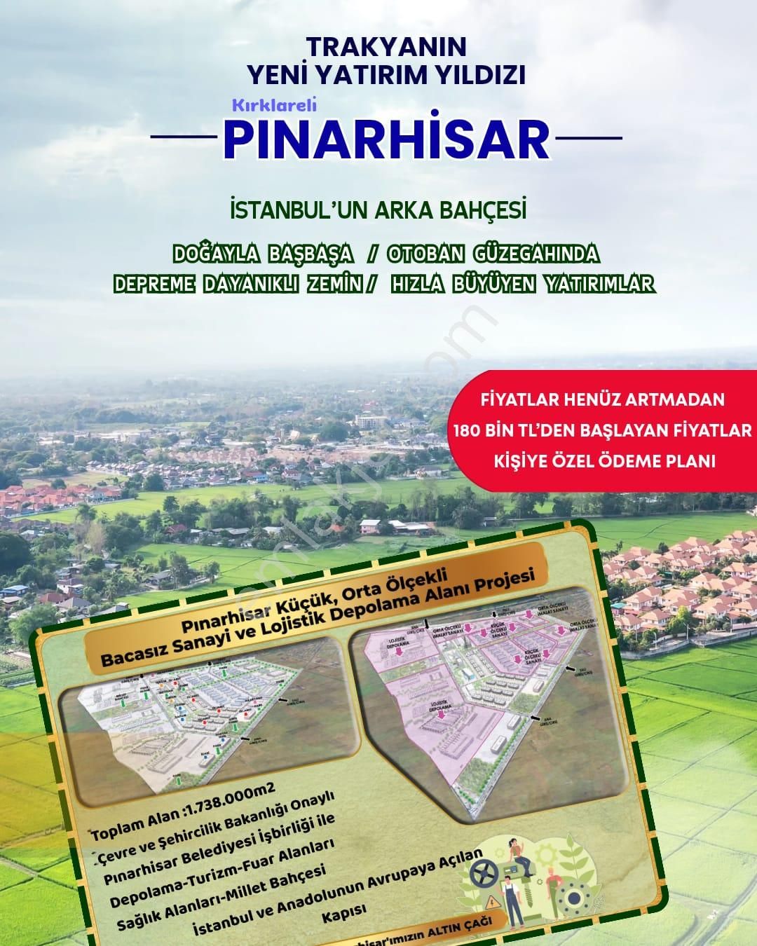 Pınarhisar Kaynarca Akarlar'da Satılık Tarla