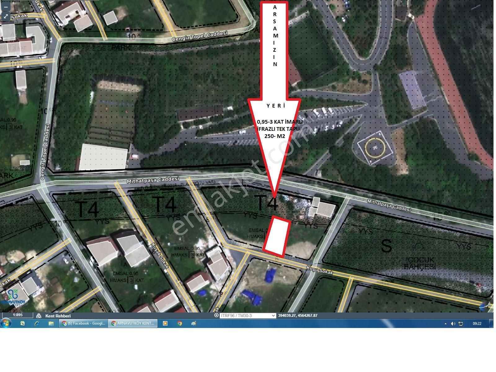 A.köy Çardaktepede 0,95 3 Kat İmarlı 250 M2 Arsa