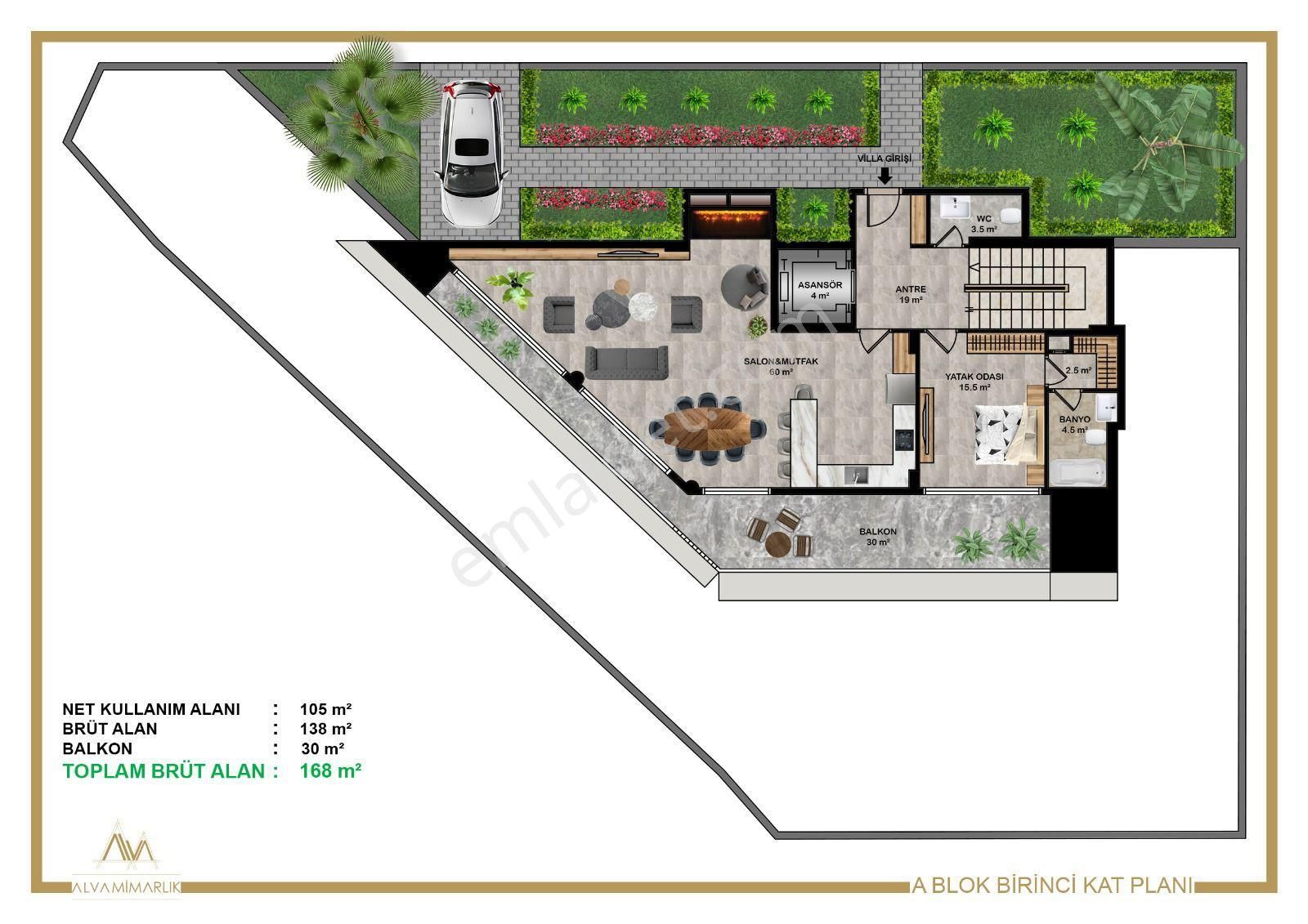 Emlaknomi 3 Katlı Tribleks Villa Asansörlü 519 Metre Arsa İçerisinde 658 Metre Oturum Alanı - Görsel 9