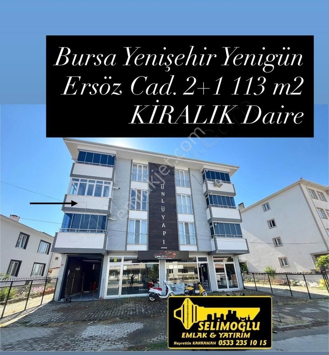 Bursa Yenişehir Yenigün Mah.2+1,114m2 Kiralık Daire